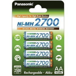 Acumulatori, Panasonic,  4 buc NI-MH R6, 2700mA BK-3HGAE/4BE AA 
