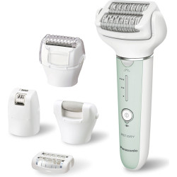 Epilator cu 5 atașamente ES-EY70AG503, discuri duble, cap lat flexibil, cap de bărbierit, trimmer retractabil, Panasonic, verde